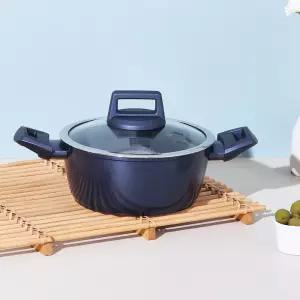 키친플라워 쿠킨 IH 인덕션 그린우드 양수냄비 20CM (블루)