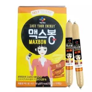 (힘찬)CJ 맥스봉 치즈 소시지 50g x 15개 1곽 750g 소세지 간식 어린이 아기 맥스 탕비실 사무실 사무용
