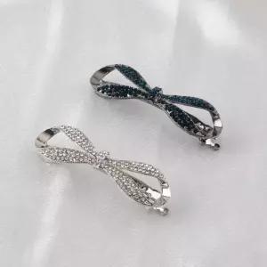 헤어핀 크리스탈 리본 반머리 포인트 헤어자동핀