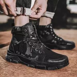 남자 대학생 캠퍼스 룩 패션 하이탑 워커 스니커즈-WF65EE5