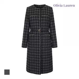 [올리비아로렌] 벨티드 라운드 넥 트위드 코트_VOREA3WA171
