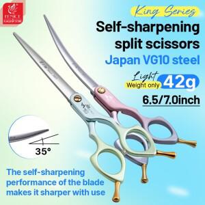 Fenice 고급 6.5/7.0 인치 JPVG10 강철 다채로운 애완견 개 손질 가위 고품질 합금 손잡이가있는 절단/곡선