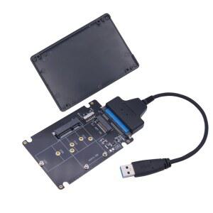MSATA M2 USB 어댑터 케이스, SSD Externo 3.0 M.2 to mSATA 컨버터 라이저, 2.5 인치 인클로저