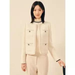 [JJ지고트](신세계 사우스시티)울 트위드 라운드넥 오픈 자켓 GPAM0JK931