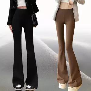 힙제이 기모부츠컷 엠보원단 블랙 슬랙스 빅사이즈까지 블랙 겨울 여성바지 4XL