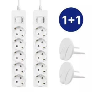 [2개세트] 코니야 국산 과부하차단 멀티탭 통합 스위치 안전 멀티 콘센트 5구 4.5m