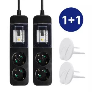 2개세트 코니야 멀티탭 고용량 국산 4000W 고전력 누전차단 2구 2.5M 블랙