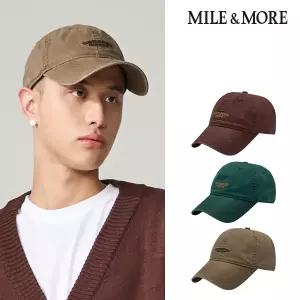 [마일앤모어] 프로덕트 레터링 포인트 피크먼트 워싱 볼캡 대두모자