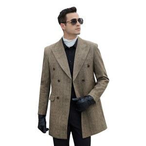 디아리안 남성 트렌치코트 피코트 재킷 그레이 코트 캐주얼 겨울 헤링본 롱 웜 울 오버코트