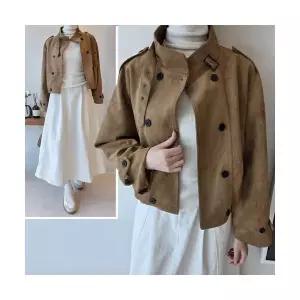 스웨이드자켓 오버핏 간절기 여성 봄 가을 쎄무 자켓 브라운 베이지