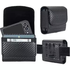 갤럭시 Z 플립 7 RFID 케이스 크로스바디 벨트 클립 및 카드 홀더가 있는 삼성 7/6/5/4/3/2용 홀스터 파우