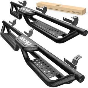 지프 랭글러 JK JKU 2007-2018 무제한 4도어, 6인치 사이드 스텝 레일 코팅 블랙 카본 스틸 너프 바와 호환되는 2층 러닝 보드