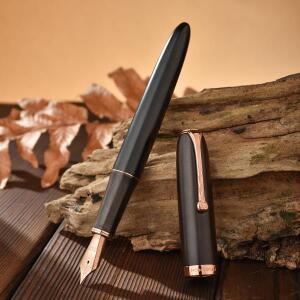 브라운/블랙 홍디안 A10 천연 나무 만년필 EF 펜촉 컨버터 포함 사무실 필기 선물