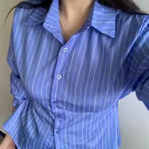스트라이프 코발트블루 투웨이 소라 흰색블라우스 흰셔츠 여성 와이셔츠 남방