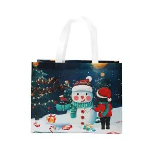 크리스마스 부직포 쇼핑백 눈사람 선물 가방 6개 세트/선물백/포장용/손잡이/매장/상점/성탄/X-MAS/다용도