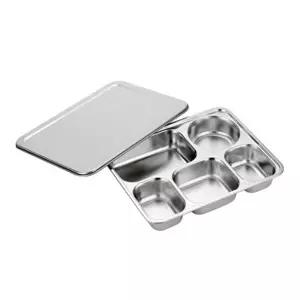 스텐 식판 휴대용 뚜껑 5구 스테인레스 식판 어린이 급식 캠핑용 유치원 영유아 피크닉 캠핑 유아 보온