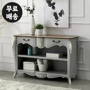 [벤티스가구]엘린 엔틱 콘솔 수납장 원목 거실 현관 테이블 콘솔 수납장 복도장 서랍장 그레이