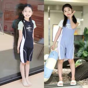 초등 강습용 실내수영복 점프수트 여아수영복 반전신 생존수영 주니어 래쉬가드 