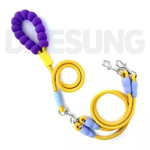 듀오독 버블캔디 강아지 더블 리드줄 옐로우 듀얼 트윈 다견 산책 애견 목줄 반려견 산책줄