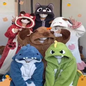 여우 수면 잠옷 세트 극세사 담요 동물잠옷 캐릭터 파자마