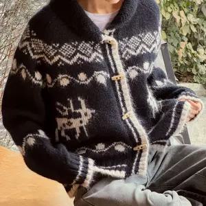 더플버튼 노르딕 숄카라 울 니트 가디건 긴팔 여성 빅사이즈