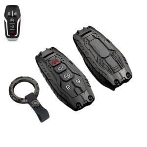 포드용 헤비 키 포브 커버 케이스 프로텍터, 키체인, 포드 F150 머스탱 익스플로러 엣지 퓨전 링컨 MKZ MKC MKX(모델-B 블랙) 액세서리