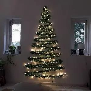 창문 전구 붙이는 접이식 간편 벽에붙이는 벽걸이 크리스마스 트리 소형 건전지 가랜드 와이어