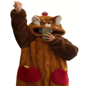 웃긴 잠옷 레서판다 수면 동물 캐릭터 점프슈트 귀여운