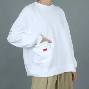 벅시루 여성 원빵 포켓 바이오 쭈리면 라운드넥 봄가을 루즈핏 여자 맨투맨