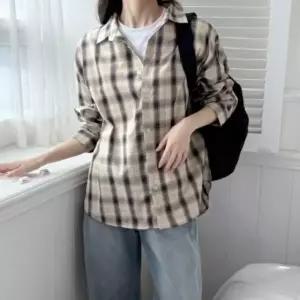 여성 오버사이즈 빅체크 카라셔츠