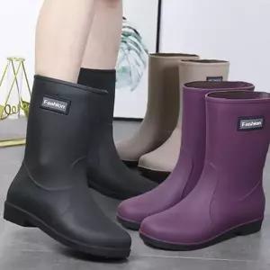 여성 장마 레인 부츠 미끄럼 방지 장화 여성 미들 레인 부츠 신발 장마철 슈즈 방수