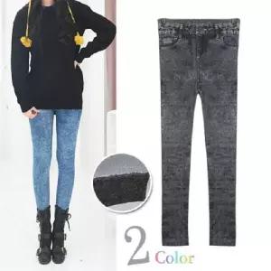 쫄바지 기모 데님 워싱 기모레깅스 보온 돌청 겨울 여자