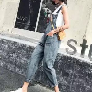 앞포켓 데님멜빵바지 점프수트 멜빵 코디 긴청바지 포