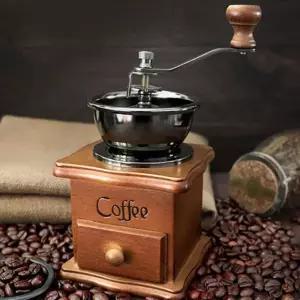 빈티지 우드 핸드밀 커피 그라인더 수동 원두 분쇄기/미니/핸드