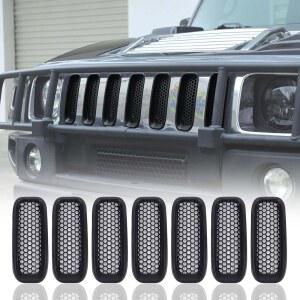 앞 범퍼 그릴 메쉬 인서트 허머 H2 2003 2009 전면 커버 프레임 장식 액세서리 7PCS(블랙)