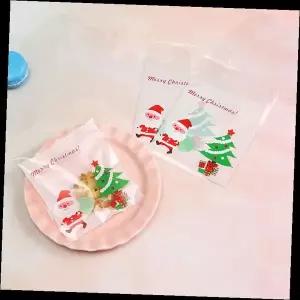 크리스마스 포장봉투 투명 비닐봉투 산타 트리 디자인 선물포장 베이킹 쿠키