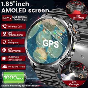 스마트 워치 팬웨어 남성 스마트워치 SOS 비상등 LED 손전등 듀얼 라이트 모드 1000mAh 배터리 GPS 경로추적 85인치 AMOLED