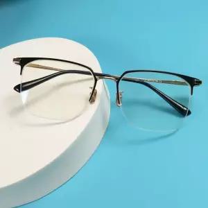 대두 알큰 다각형 빅사이즈 티타늄 반무테 안경
