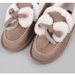 모카신 방한화 신발 털신 단화 가벼운 로우굽 리본 겨울