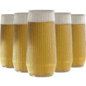 결혼식, 바, 이벤트 및 축하 행사를 위한 24팩 립 리플 스템리스 토스트 글라스, 종이접기 내구성이 뛰어난 9온스 BPA 프리 일회용 플라스틱 샴페인 플루트 (클리어)