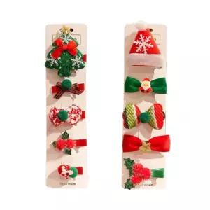 크리스마스 어린이 헤어삔 세트 유치원 성탄절 파티 머리장식 리본핀