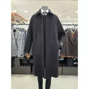 바쏘옴므 블랙 캐시미어 30% 블렌드 핸드메이드 발마칸 롱코트 WY4CJ16A