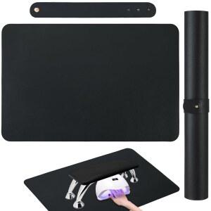 네일 아트 테이블 매트, (매트 전용) 접이식 핸드레스트 매니큐어 패드, 아크릴 네일용 소프트 마이크로파이버 PU 가죽 팔걸이 테크 살롱 홈용 블랙