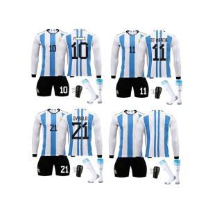 [DGAXISWL] 아르헨티나 축구 국가대표팀 유니폼 긴팔 리오넬 메시 디 마리아 디발라 선수 상품 22 - 23홈양말포함 레거스 포함 응원복 복제품 키즈용 성인용 남녀 겸용