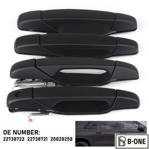 4PCS 크롬 블랙 도어 핸들 교체용 앞뒤 유콘 트럭 캐딜락 에스컬레이드 2007-2014 & 쉐비 실버라도 GMC 시