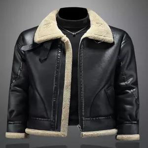 틴다샵 남자무스탕 블랙 점퍼 자켓 레더 브라운