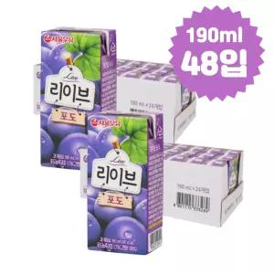 리이브 포도 단체음료 팩음료 190ml 48개 어린이집 과일주스