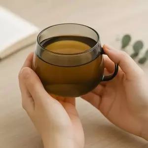 [골드스마일]메이 내열 유리잔 2개 세트 150ml 투명 블랙 찻잔 커피잔