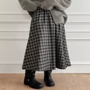 페이든 겉기모 체크 밴딩 롱스커트 84949 빅사이즈 여성의류