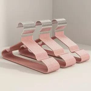 두꺼운 컬러 스테인레스 옷걸이 핑크 10P/옷걸이/논슬립/옷수납/옷보관/가정용/바지/행거/코트/정리용